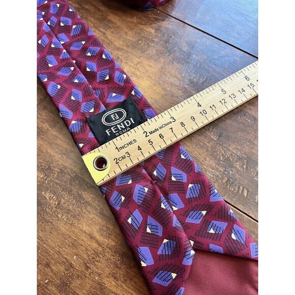 Fendi 100% Silk Pattern Dress Tie Made In Italy - Picture 4 of 4